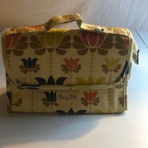 Floral yellow spring organizer makeup bag